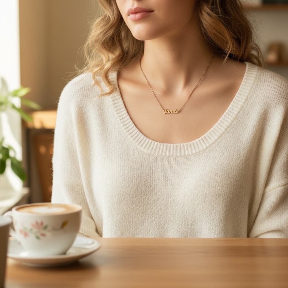 3/$25 - Jamie Name Necklace Gold Tone Dainty Personalized Minimalist Gift